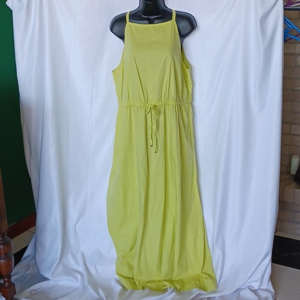 Ann Taylor Loft Sleeveless maxi dress,  pockets, yellow-green